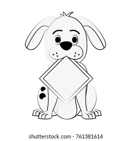 Dog with roadsign cartoon