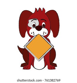 Dog with roadsign cartoon