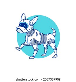 Dog robot character. vector hand drawn illustration with cartoon character design