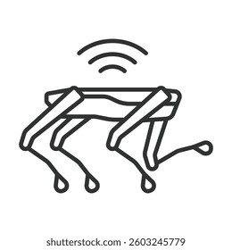 Dog robot, icon in line design. Robot, robotic dog, dogs automation, artificial intelligence dogs, smart dog on white background vector. Dog robot, icon in line design, editable stroke icon