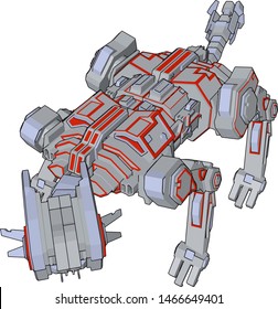 Dog robot, illustration, vector on white background.