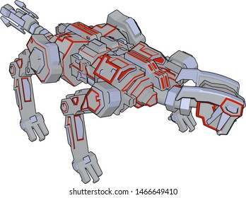 Dog robot, illustration, vector on white background.