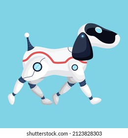 Dog robot isolated on blue background.