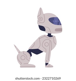 Dog Robot with Metal Spare Parts and Joints as Future Technology Device Vector Illustration