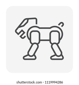 Dog robot vector icon. Cyber pet toy with digital technology of future, mechanical machine, intelligence and electronic system for playful friend or animal therapy for kid and children. 64x64 pixel.