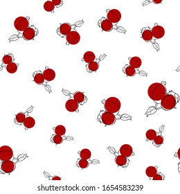 Vektorillustration der Hunde Rosenbeere umreißt nahtloses Blumenmuster. Handziehen Ökokonzept. Abstrakter Naturhintergrund. Verzierung für Druckbecher, Textilien, Tapeten, Banner, Umhüllung, Web, Scrapie, Cover,
