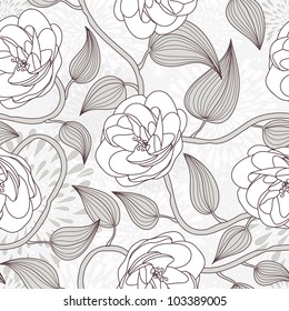 dog rose seamless pattern