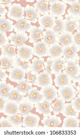 Dog roses seamless floral pattern on beige background
