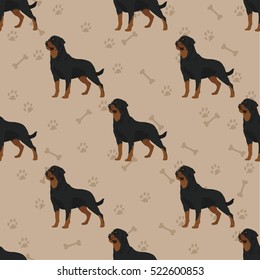 Dog Rottweiler pattern colorful with foot prints and bones