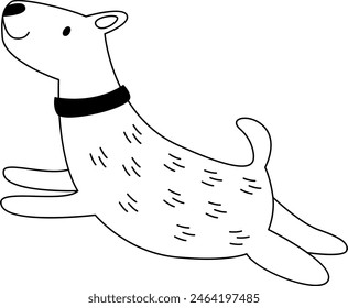 Dog Running Outline Vector Illustration