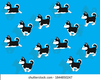 Dog Running Siberian Husky Cartoon Character Illustration Background