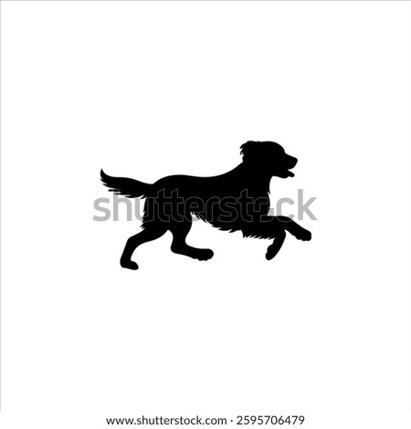Dog running silhouette icon vector flat design.