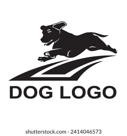 Diseño vectorial del logo de la silueta de perro, logotipo de entrenamiento de perro. Logo del esquema de los molinos de perro.