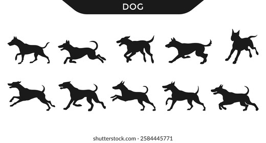 Dog running silhouette vector illustration