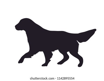 dog runs silhouette, vector, white background