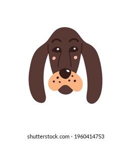 Dog s face. Vector illustration of funny cartoon pet in trendy flat style. Isolated on white.