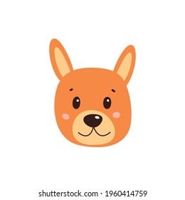 Dog s face. Vector illustration of funny cartoon pet in trendy flat style. Isolated on white.