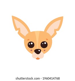 Dog s face. Vector illustration of funny cartoon pet in trendy flat style. Isolated on white.
