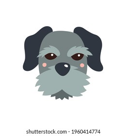 Dog s face. Vector illustration of funny cartoon pet in trendy flat style. Isolated on white.