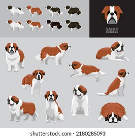 Juego de variación de color del vector de dibujos animados Dog Saint Bernard
