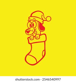 Dog Santa Hat trendy artwork gorgeous abstract vector illustration colorful applied design.eps