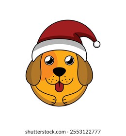 Dog Santa Hat Vector Illustration circle, design for christmas suitable for your brand