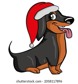 Dog in Santas hat Vector isolated illustration