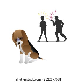Perro asustado por argumentos humanos