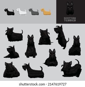 Dog Scottish Terrier Cartoon Vector Illustration Color Variation Set