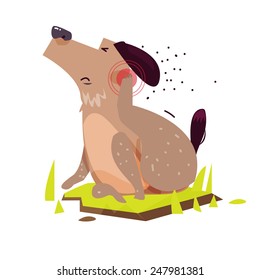 Dog Scratching. Itchy Skin - Vector Illustration