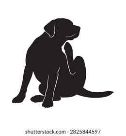 Dog scratching itself silhouette vector illustration