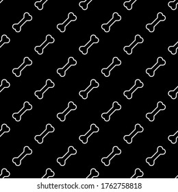 dog Seamless Bones Pattern white on black