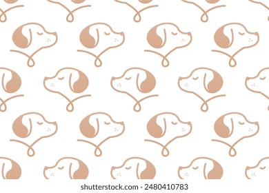 Dog seamless pattern background. Cute animal seamless pattern background. Wrapping paper seamless pattern