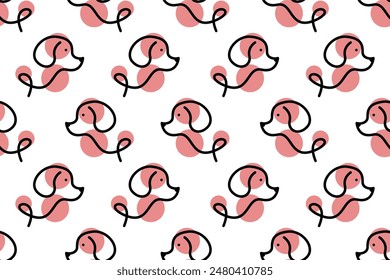 Fondo de patrón sin fisuras del perro. Lindo animal sin patrón de fondo. Patrón sin fisuras de papel de embalaje