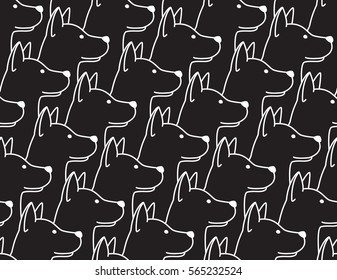 Dog Seamless Pattern Black