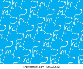 Dog Seamless Pattern Blue