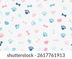 Dog seamless pattern. Bone paw footprint. Adoptation background. Pets adoption. Veterinary care and facilities. Homeless pet rescue