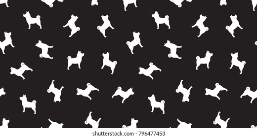 Dog seamless pattern Dog Breed bulldog vector isolated wallpaper background black