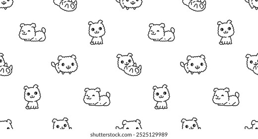 dog seamless pattern cartoon fluffy puppy vector doodle cairn terrier cocker spaniel poodle yorkshire terrier pet tile background gift wrapping paper repeat wallpaper illustration scarf isolated desig