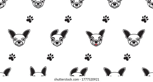 Dog seamless pattern, Chihuahua on white background, Dog icons. 