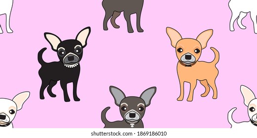 Hund-nahtloses Muster, Chihuahua auf rosafarbenem Hintergrund.	