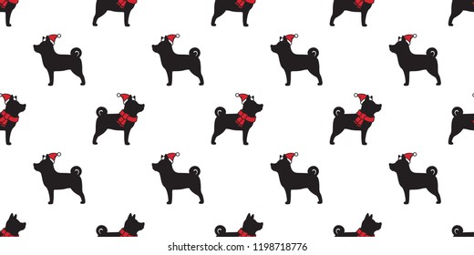 dog seamless pattern Christmas vector Santa Claus Xmas hat french bulldog scarf cartoon isolated tail background repeat wallpaper illustration