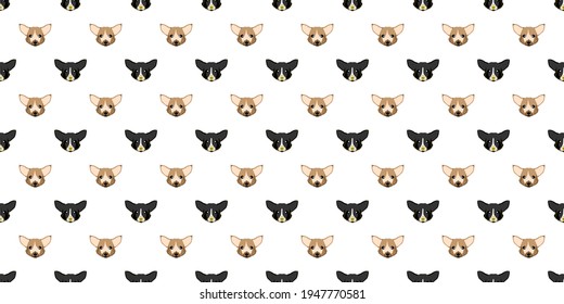 Dog seamless pattern, Corgi on white background.