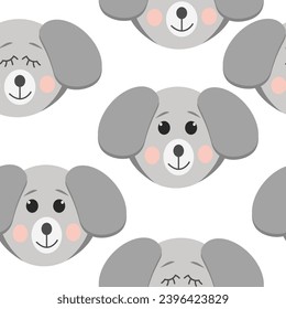 dog seamless pattern. cute animal in flat style.