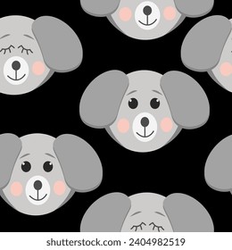 Hund nahtloses Muster. süßes Tier im flachen Stil.