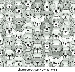 Dog Seamless Pattern. Cute Cartoon Style. Vector