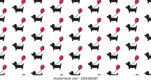 Dog seamless pattern Dachshund vector balloon puppy scarf isolated cartoon illustration repeat wallpaper tile background