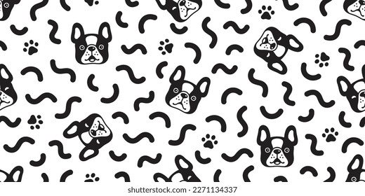 dog seamless pattern doodle french bulldog head face vector cartoon gift wrapping paper tile background repeat wallpaper scarf isolated illustration design