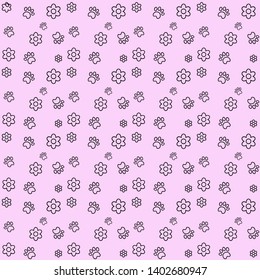 Dog seamless pattern footprint flower line art wallpaper pink background print decorative vector