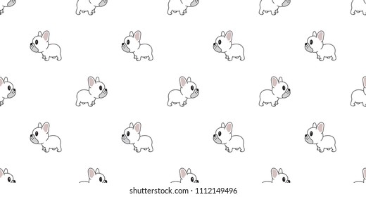 Dog seamless pattern french bulldog vector pug repeat background wallpaper cartoon tile isolated